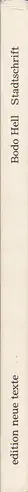 Book spine: Bodo Hell - Stadtschrift