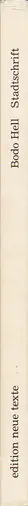 Book spine: Bodo Hell - Stadtschrift