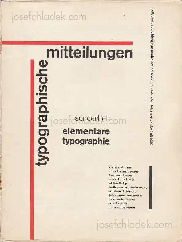 Cover of Jan Tschichold - Typographische Mitteilungen, Sonderheft Elementare Typographie Oktoberheft 1925