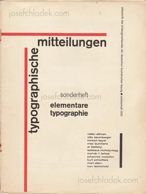 Cover of Jan Tschichold - Typographische Mitteilungen, Sonderheft Elementare Typographie Oktoberheft 1925