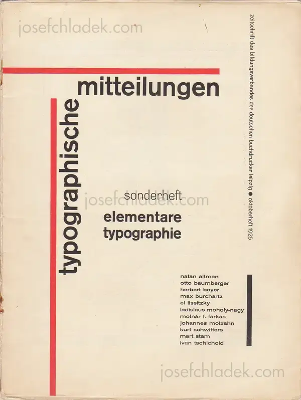 Cover of Jan Tschichold - Typographische Mitteilungen, Sonderheft Elementare Typographie Oktoberheft 1925