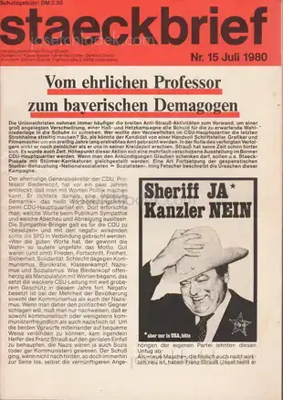 Cover of Klaus Staeck - Staeckbrief Nr. 15 Juli 1980