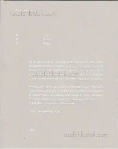 Cover of Gerry Johansson - Tree Stone Water