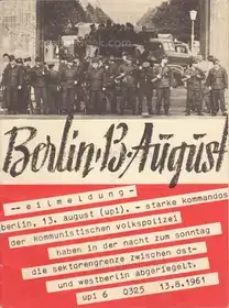 Berlin, 13. August, 1961 - Bundesministerium für gesamtdeutsche Fragen