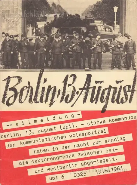 Cover of Berlin, 13. August, 1961 - Bundesministerium für gesamtdeutsche Fragen