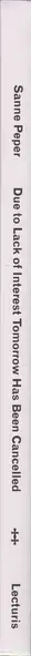 Book spine: Sanne Peper - Due to Lack of Interest Tomorrow has been Cancelled
