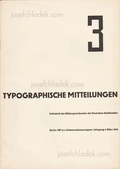 Typographische Mitteilungen, 27. Jahrgang, Heft 3, März 1930 Typographische Mitteilungen, 27. Jahrgang, Heft 3, März 1930