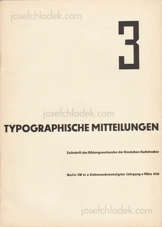 Cover of Typographische Mitteilungen, 27. Jahrgang, Heft 3, März 1930