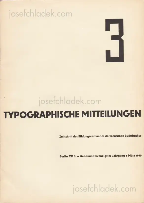 Cover of Typographische Mitteilungen, 27. Jahrgang, Heft 3, März 1930